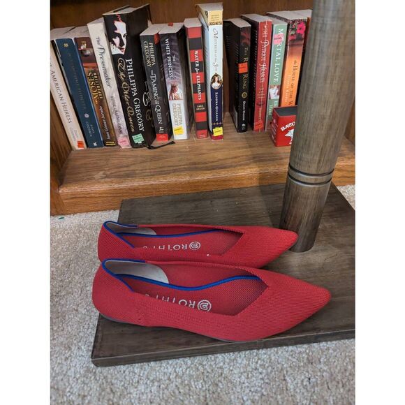 Rothys The Point Ballet Flats Womens 8 Red Knit Fabric Casual Comfort Shoes - Picture 4 of 7